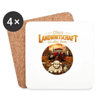 Ohne Landwirtschaft ist alles doof, Traktor Design - Untersetzer (4er-Set) - Weiß - Vorne