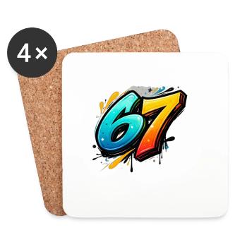 Graffiti 67 Farbexplosion - Untersetzer (4er-Set) - Weiß - Vorne