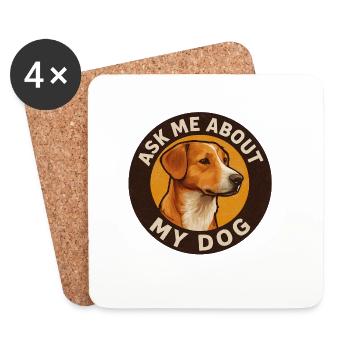 Ask_me_about_my_Dog_Design_ - Dessous de verre (lot de 4) - blanc - Devant
