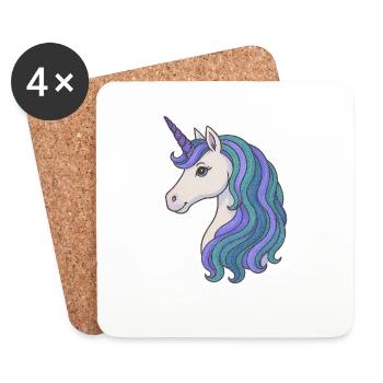 Pastell-Einhorn-Mähnenporträt - Untersetzer (4er-Set) - Weiß - Vorne