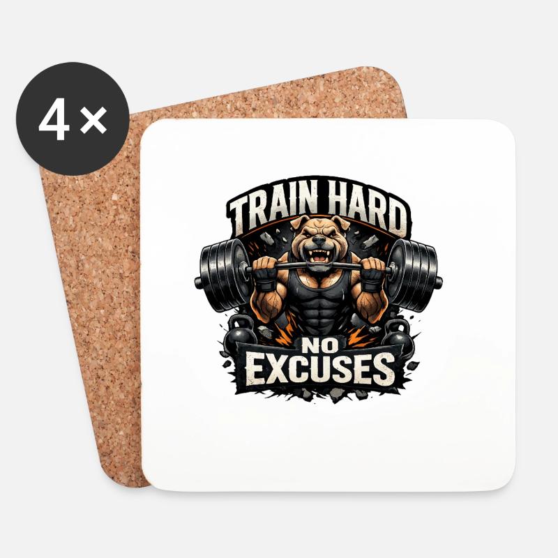 Train Hard Keine Ausreden - Untersetzer (4er-Set) - Weiß