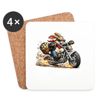 Osterhase auf Motorrad - Untersetzer (4er-Set) - Weiß - Vorne