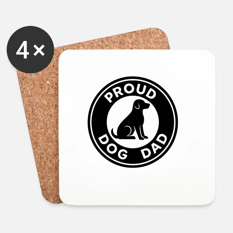 Proud Dog Dad - Untersetzer (4er-Set) - Weiß