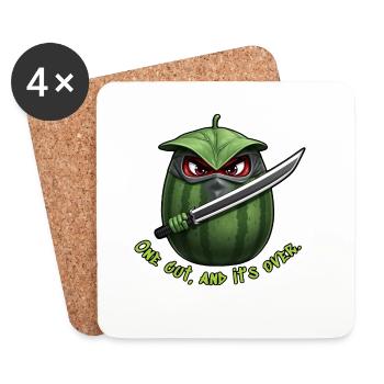 Wassermelone Ninja: Ein Schnitt Ende - Untersetzer (4er-Set) - Weiß - Vorne