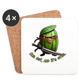 Wassermelone Ninja mit Schwert - Untersetzer (4er-Set) - Weiß - Vorne