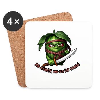 Wassermelonen-Ninja mit Schwert - Untersetzer (4er-Set) - Weiß - Vorne