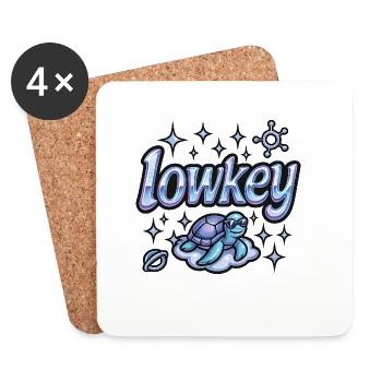 Lowkey Schildkröte auf Wolke - Untersetzer (4er-Set) - Weiß - Vorne