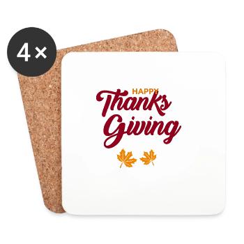 Bon scénario de Thanksgiving avec feuilles - Dessous de verre (lot de 4) - blanc - Devant