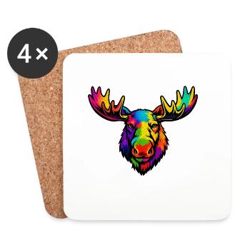 The head of the rainbow moose - Coasters (set of 4) - white - Front