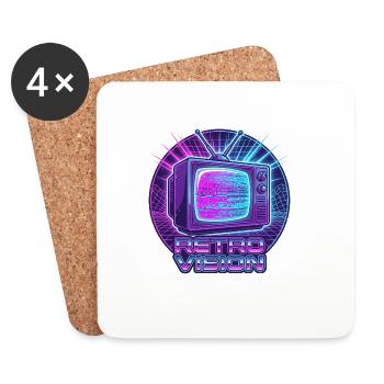 Rétro Vision Neon TV - Dessous de verre (lot de 4) - blanc - Devant