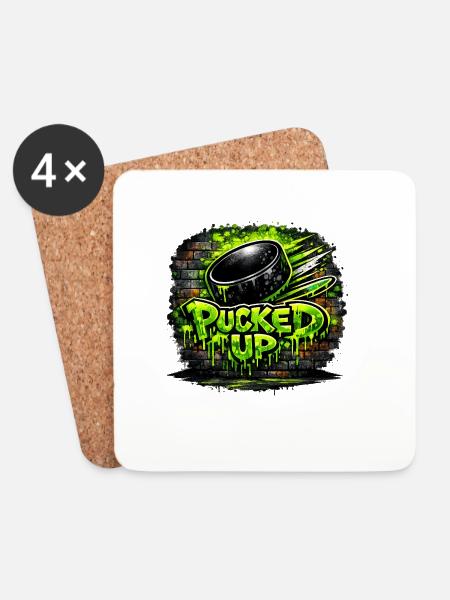 Pucked Up Graffiti Neon - Coasters (set of 4) - white