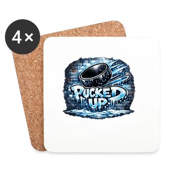 Hockey graffiti avec des rondelles - Dessous de verre (lot de 4) - blanc - Devant