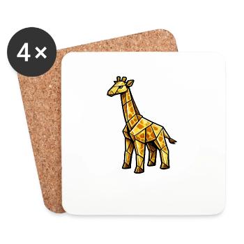 Golden Geometry Giraffe - Coasters (set of 4) - white - Front