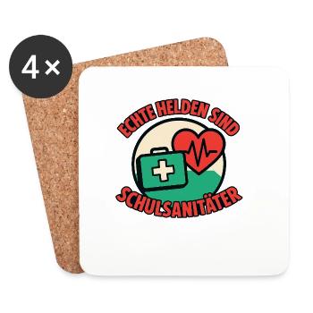 Les vrais héros sont les ambulanciers scolaires - Dessous de verre (lot de 4) - blanc - Devant