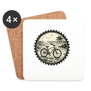Blason vintage pour vélo de plage - Dessous de verre (lot de 4) - blanc - Devant