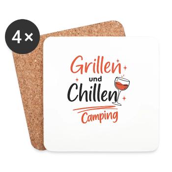 Grilling and chilling the nice man camping - Coasters (set of 4) - white - Front