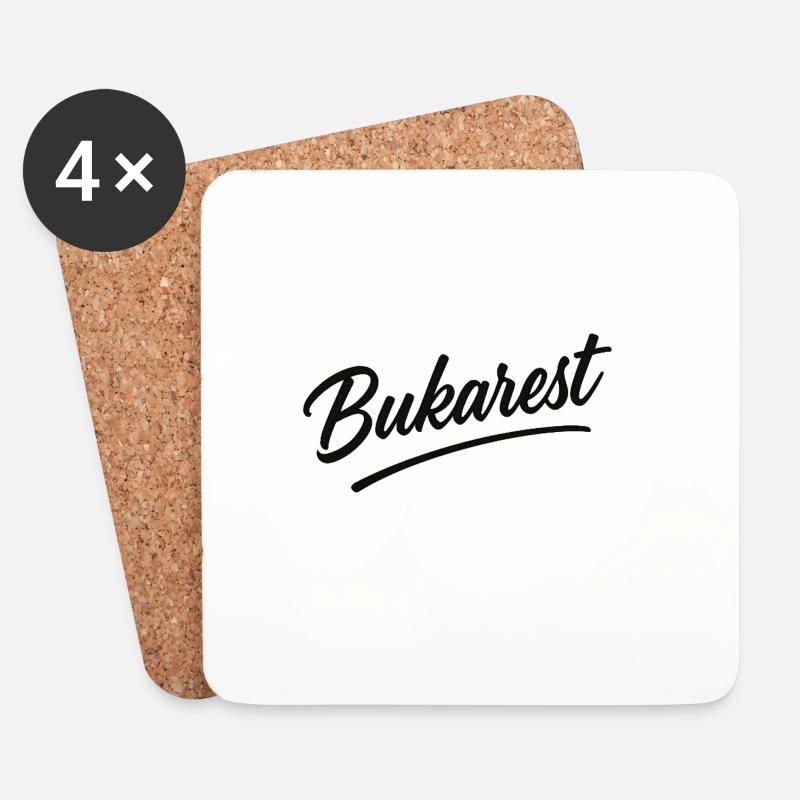 Bucharest Script Vintage Logo - Coasters (set of 4) - white