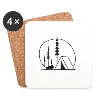 Forest Camping Silhouette Fans Gift Idea Nature - Coasters (set of 4) - white - Front