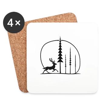 Idée cadeau pour fans de Cerf dans la Forêt Lunaire Cadeau Vagabond - Dessous de verre (lot de 4) - blanc - Devant