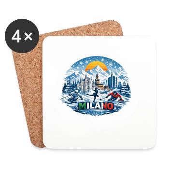 Icône des sports d’hiver milanais - Dessous de verre (lot de 4) - blanc - Devant