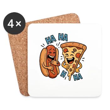 Pizza and Hot Dog: A Merry Duo - Coasters (set of 4) - white - Front