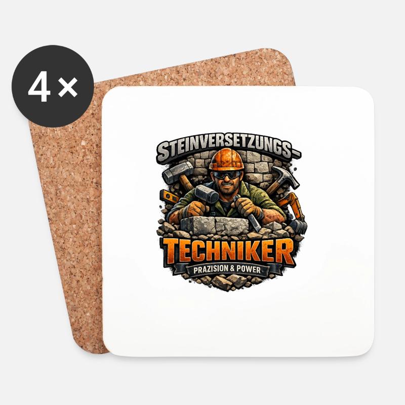 Steinversetzungs-Techniker - Untersetzer (4er-Set) - Weiß