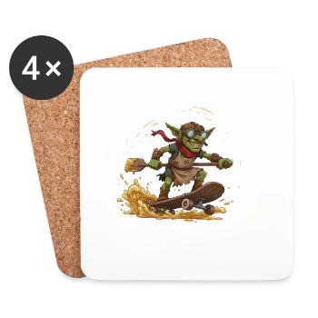 Goblin on skateboard - Coasters (set of 4) - white - Front