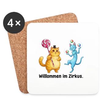 Zirkuskatzen Wunderwelt - Untersetzer (4er-Set) - Weiß - Vorne