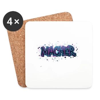 Macher Neon Graffiti Schriftzug - Untersetzer (4er-Set) - Weiß - Vorne
