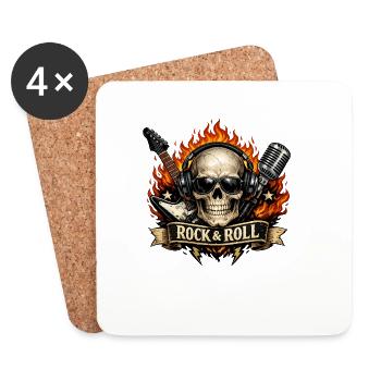 Flames Skull Skirt Print - Coasters (set of 4) - white - Front