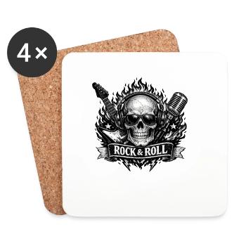 Schädelrock mit Mikro und Gitarre - Untersetzer (4er-Set) - Weiß - Vorne