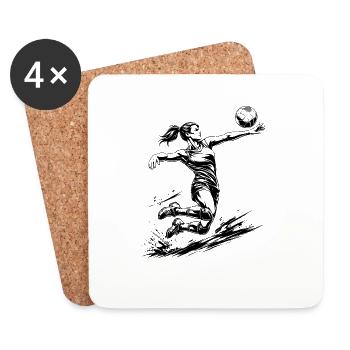 Puissance de volley-ball – Joueuse dynamique - Dessous de verre (lot de 4) - blanc - Devant