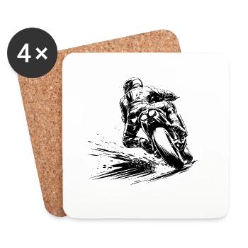 Motorcycle racer in extreme lean angle - Coasters (set of 4) - white - Front