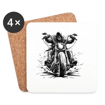 Chopperfahrer frontal im Comic-Stil - Untersetzer (4er-Set) - Weiß - Vorne