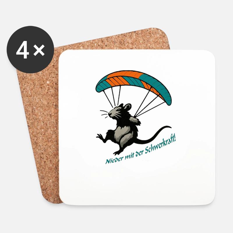Fallschirmmaus Abenteuer - Untersetzer (4er-Set) - Weiß