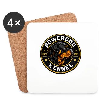 Emblème de chenil PowerDog Rottweiler - Dessous de verre (lot de 4) - blanc - Devant