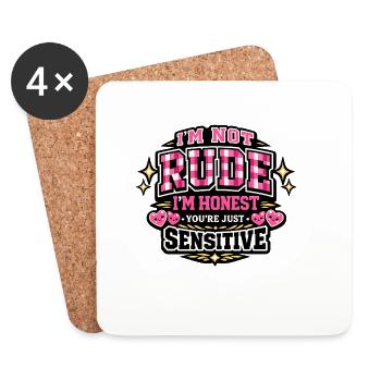 Not rude, honest – sensitive - Coasters (set of 4) - white - Front