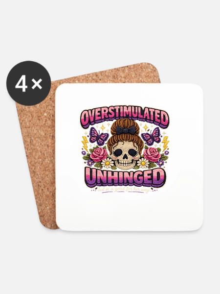 Overstimulated Unhinged Patchkunst - Untersetzer (4er-Set) - Weiß