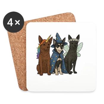 Magical Fantasy Dogs - Australian Kelpie Dogs - Coasters (set of 4) - white - Front