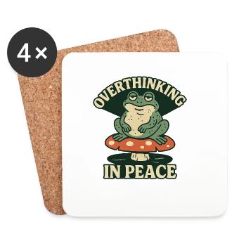 Trop réfléchir dans Peace Frog Humour Détends-toi - Dessous de verre (lot de 4) - blanc - Devant