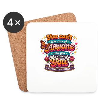 Retro Self Care Saying - Coasters (set of 4) - white - Front