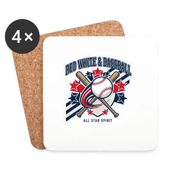 Red White Baseball All Star Spirit - Dessous de verre (lot de 4) - blanc - Devant