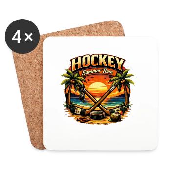 Hockey in paradise at sunset - Coasters (set of 4) - white - Front