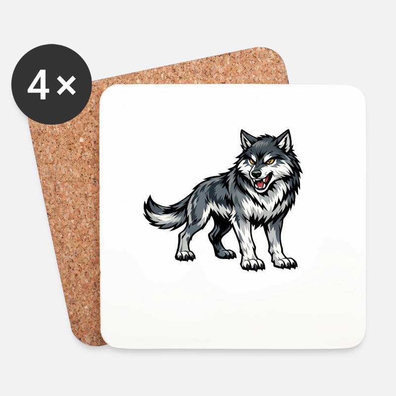 Wolfsgeist Illustration - Untersetzer (4er-Set) - Weiß
