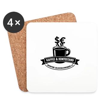Kaffee & Kontostand Motiv - Untersetzer (4er-Set) - Weiß - Vorne