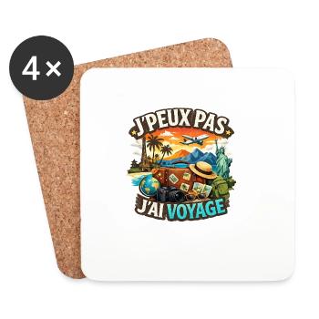 J’Peux Pas, J’Ai Voyage – Travel Lover Design - Dessous de verre (lot de 4) - blanc - Devant