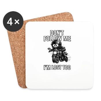 I'm Lost Motorcycle Caricature - Coasters (set of 4) - white - Front