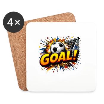 Goal Bang : Balle et filet - Dessous de verre (lot de 4) - blanc - Devant
