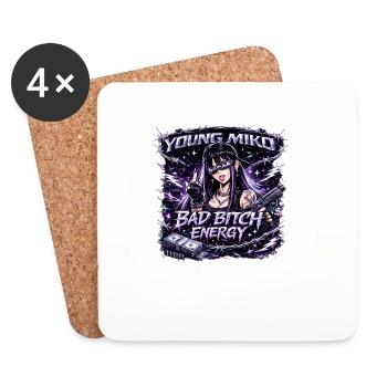 Bad Bit* Energy Neon, young miko - Coasters (set of 4) - white - Front