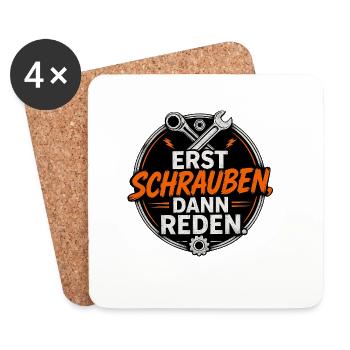 Erst Schrauben, Dann Reden - Untersetzer (4er-Set) - Weiß - Vorne
